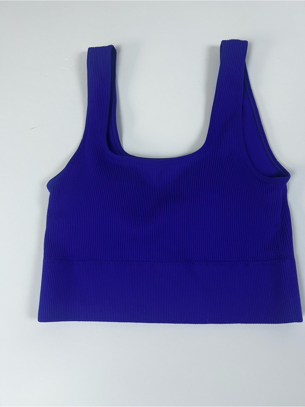 Zenana Royal Blue Ribbed Seamless Crop Tank Bralette L/XL